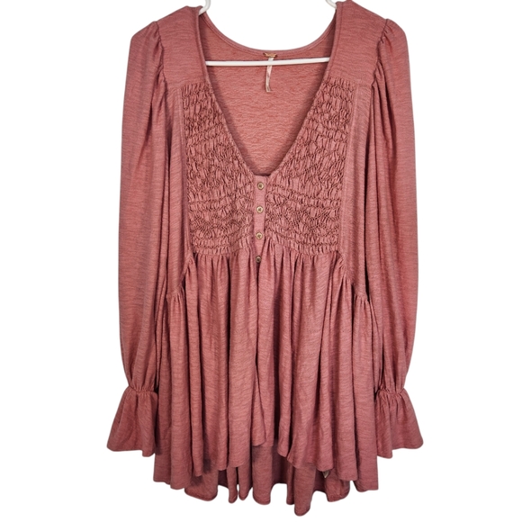Free People Tops - Free People “Don’t Call Me Baby” Tunic Long Sleeve Top XS Oversized Boho
